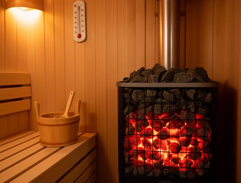 Sauna and cold plunge area